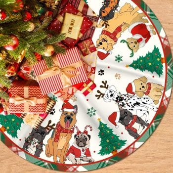 Christmas Tree Skirt 48inch Christmas Dogs Tree Skirt