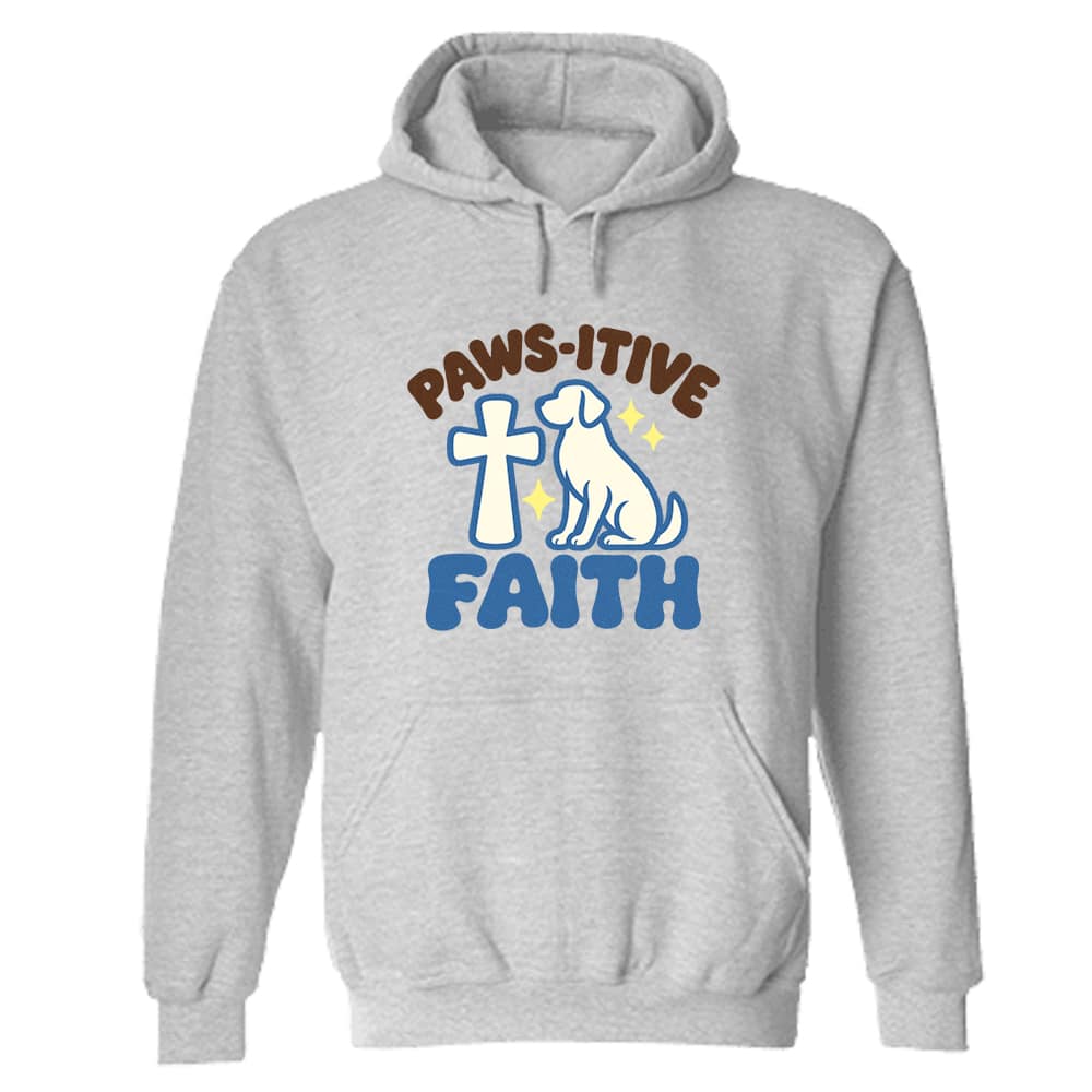 Paws-itive Faith Dog Hoodie Heather Grey