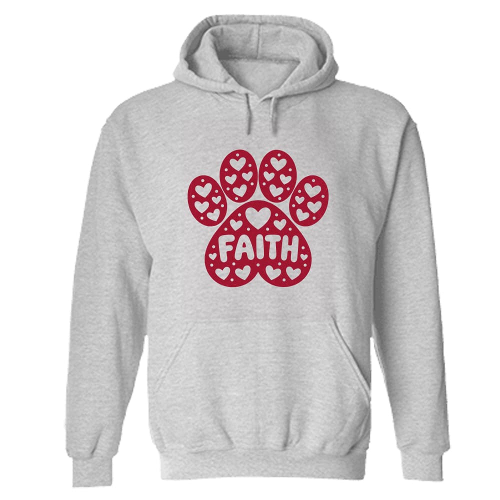 Faithful Heart Paw Hoodie Heather Grey
