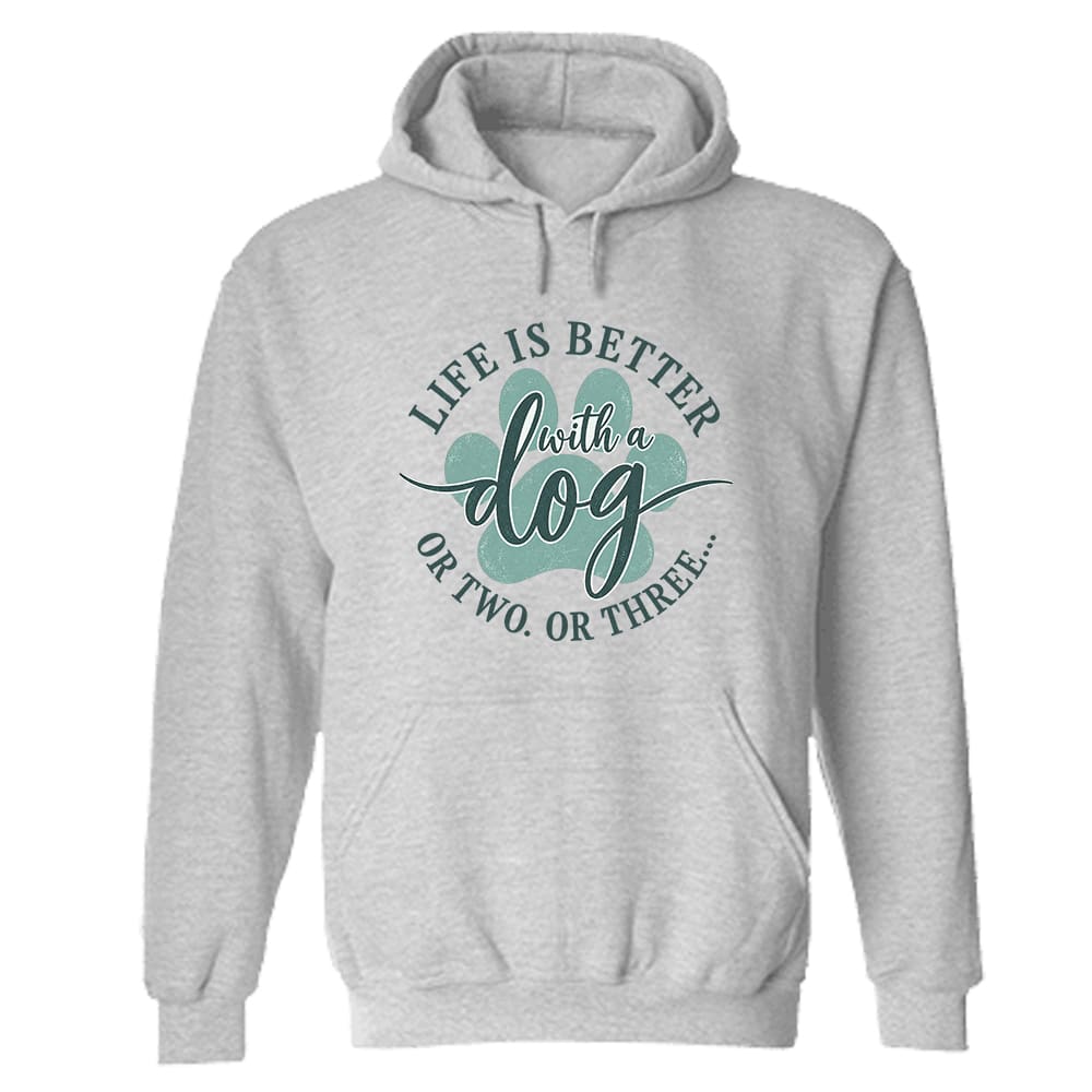 Life Is Better With A Dog. Or Two. Or Three. Hoodie Heather Grey
