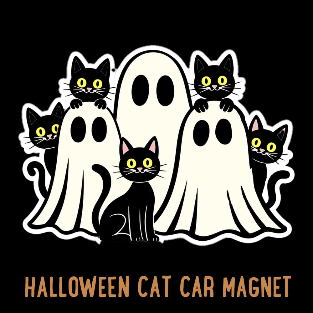 Ghostly Cat Crew Halloween Magnet- Great for Kitchen Fridge, Home Decor