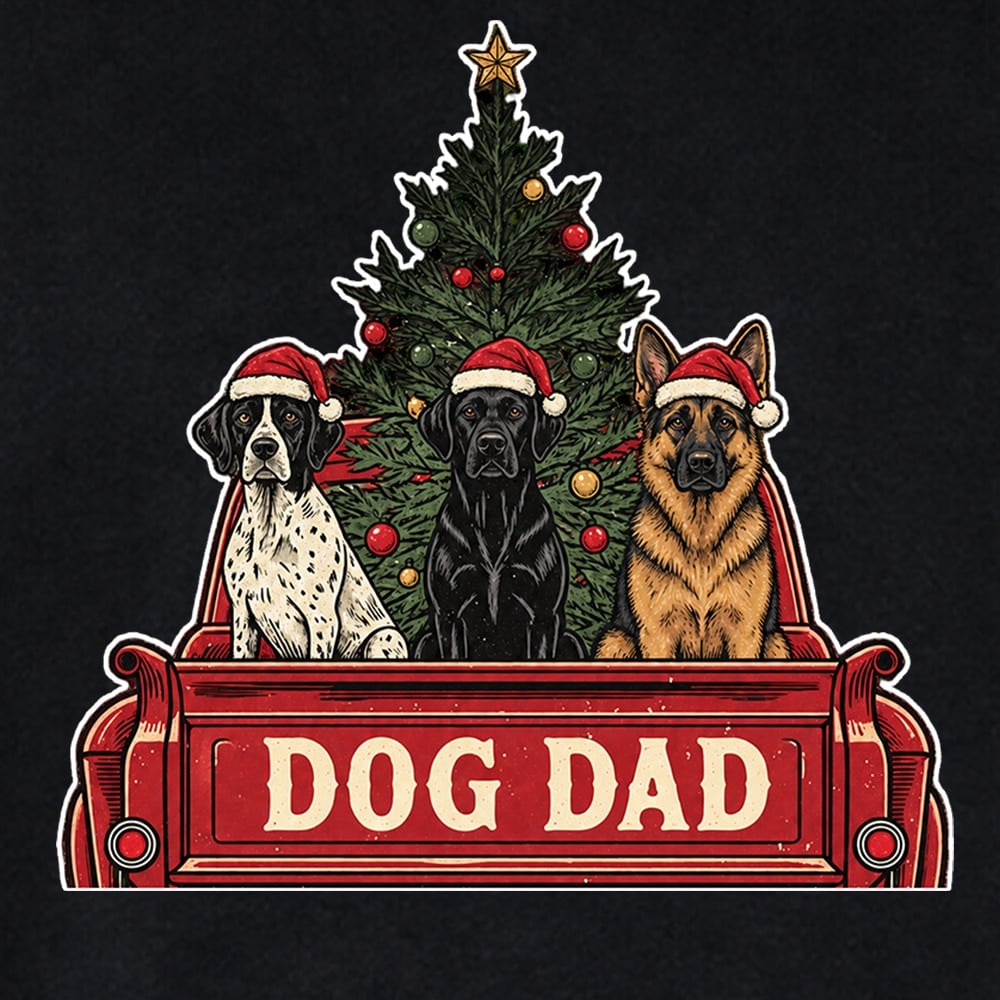 Tis The Season Dog Truck Standard Tee Black - Image 4