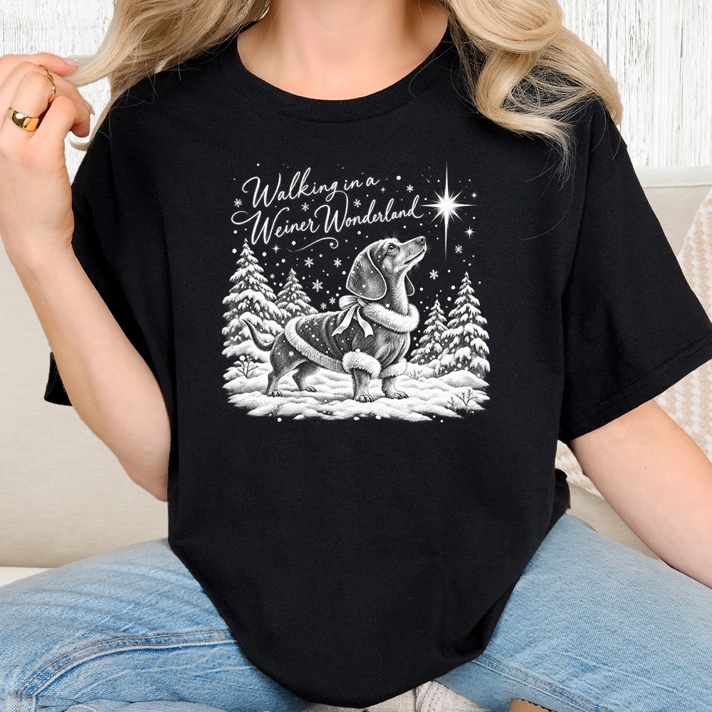 Comfort Colors Walking In A Weiner Wonderland Vintage Washed Tee - Black