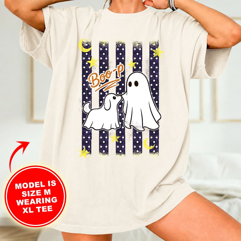 Comfort Colors Spooky Season Boo-p Dog Vintage Washed Nightshirt Tee - Ivory