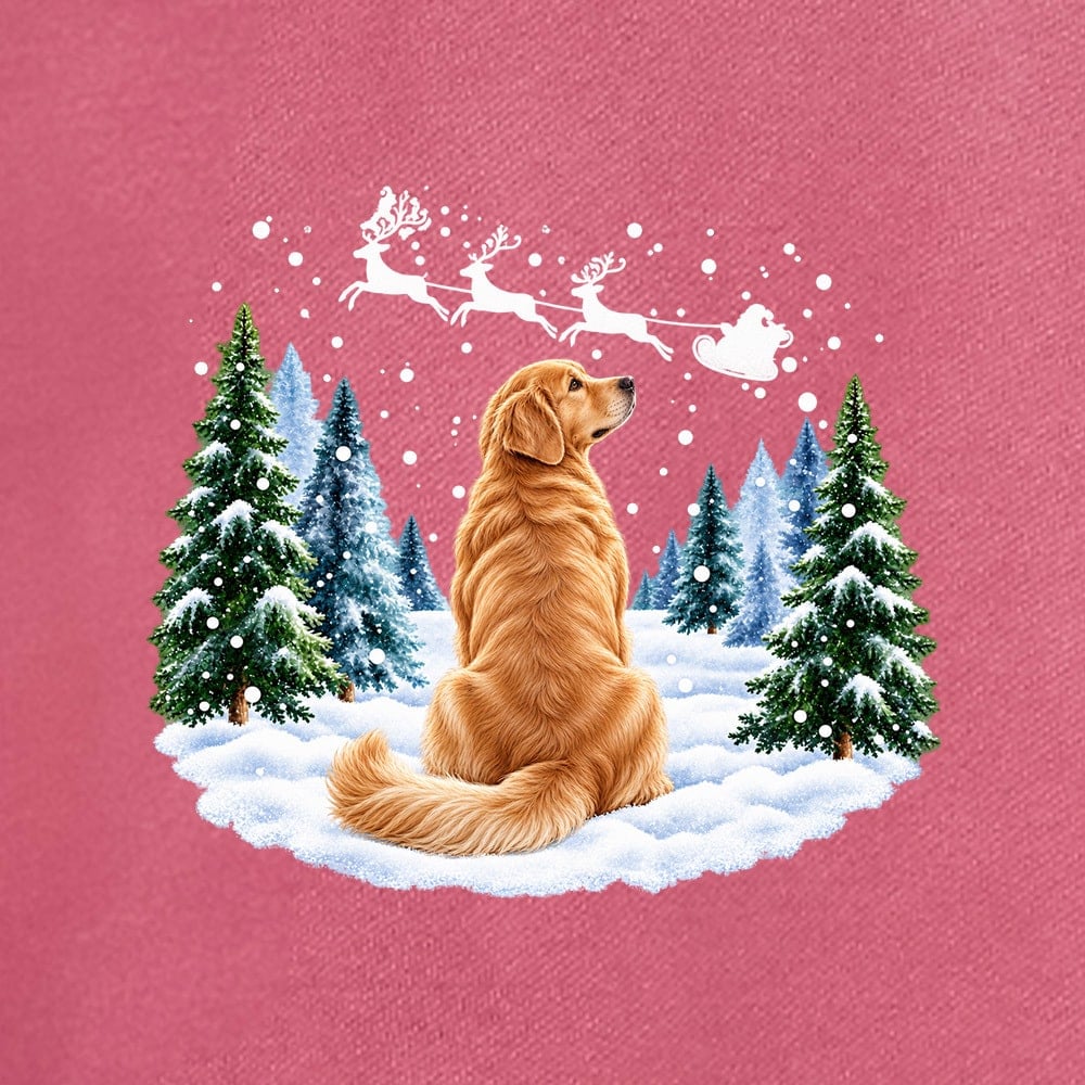 Comfort Colors Waiting For Santa Golden Retriever Premium Sweatshirt - Crimson - Image 2