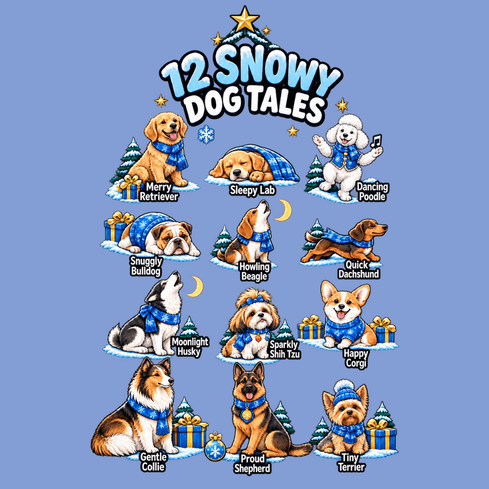 12 Snowy Dog Tales Hoodie Blue - Image 2