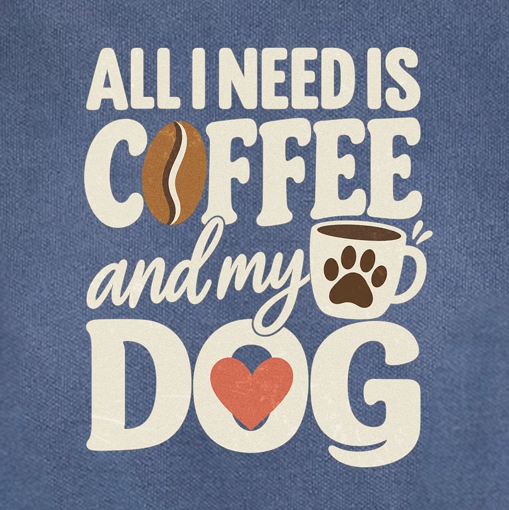 Comfort Colors All I Need Is Coffee And My Dog II Premium Sweatshirt - Denim - Image 2