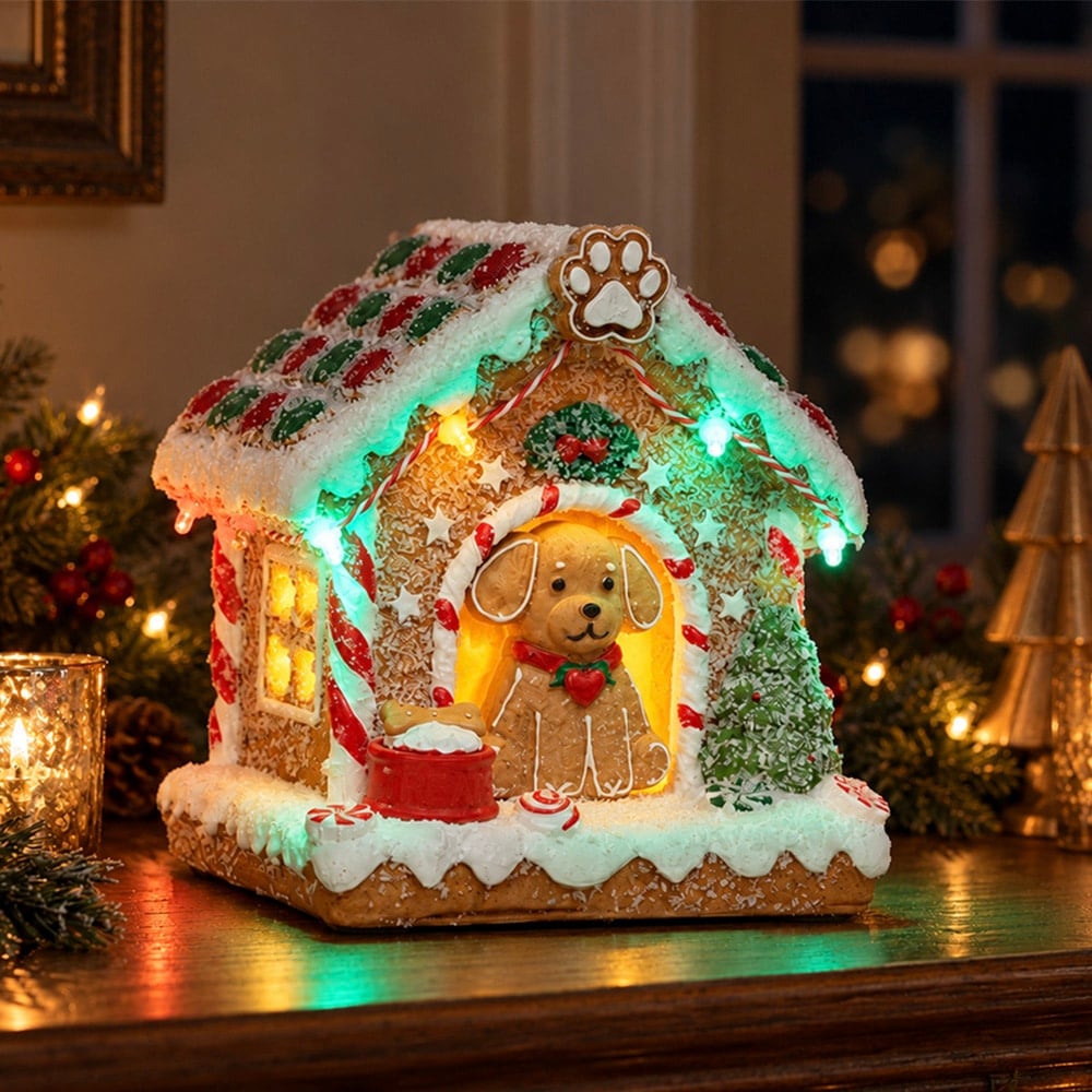 FUND 30 Meals for $30 and Get a FREE Christmas Gingerbread Dog House- Hand Crafted Resin Gingerbread, Lighted Holiday Decor - Image 6