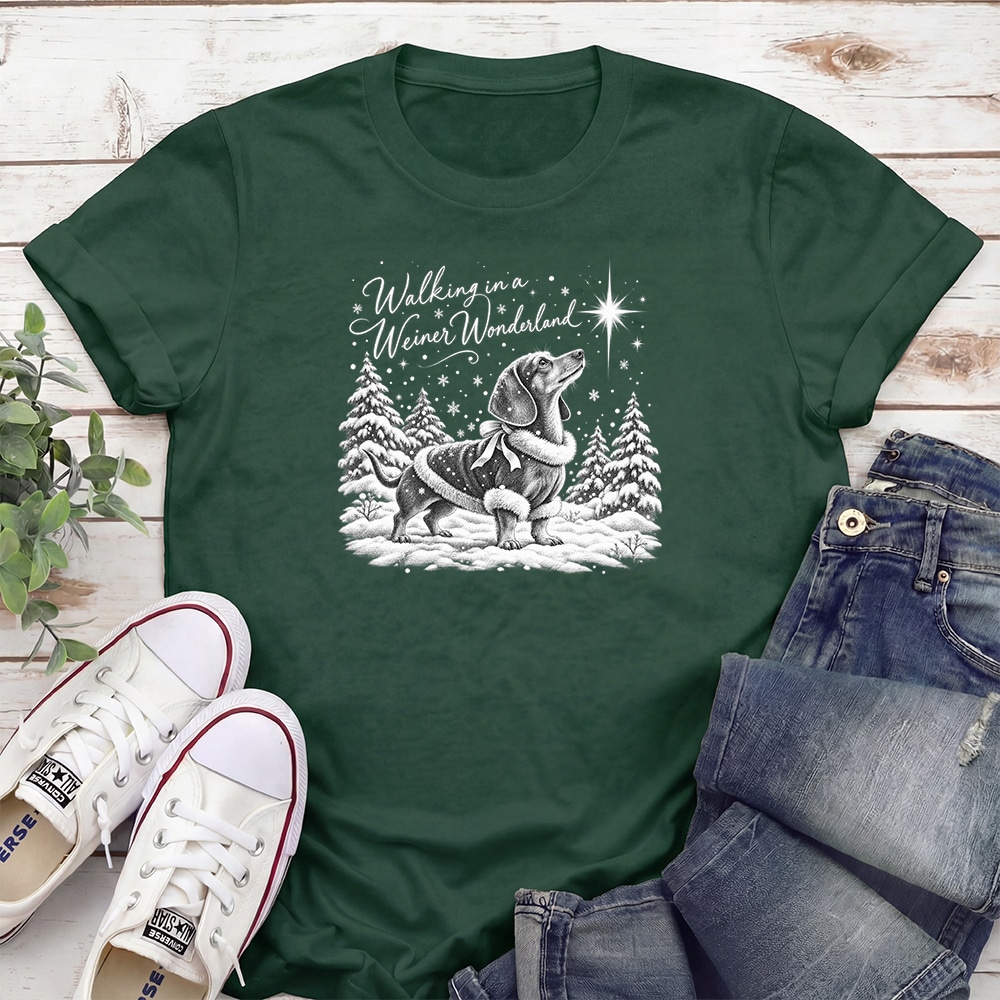 Walking In A Weiner Wonderland Standard Tee Forest Green