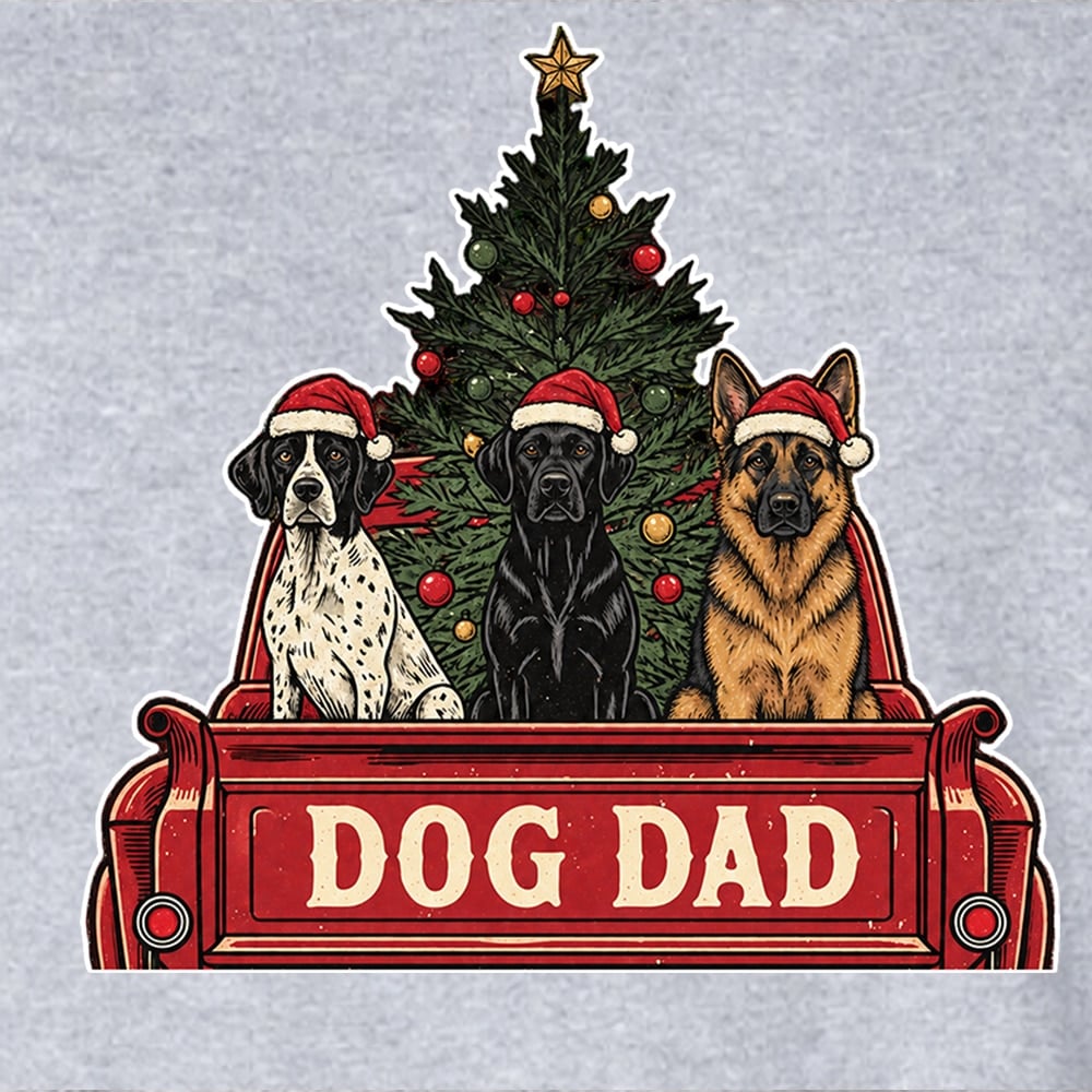 Tis The Season Dog Truck Standard Tee Heather Grey - Image 3