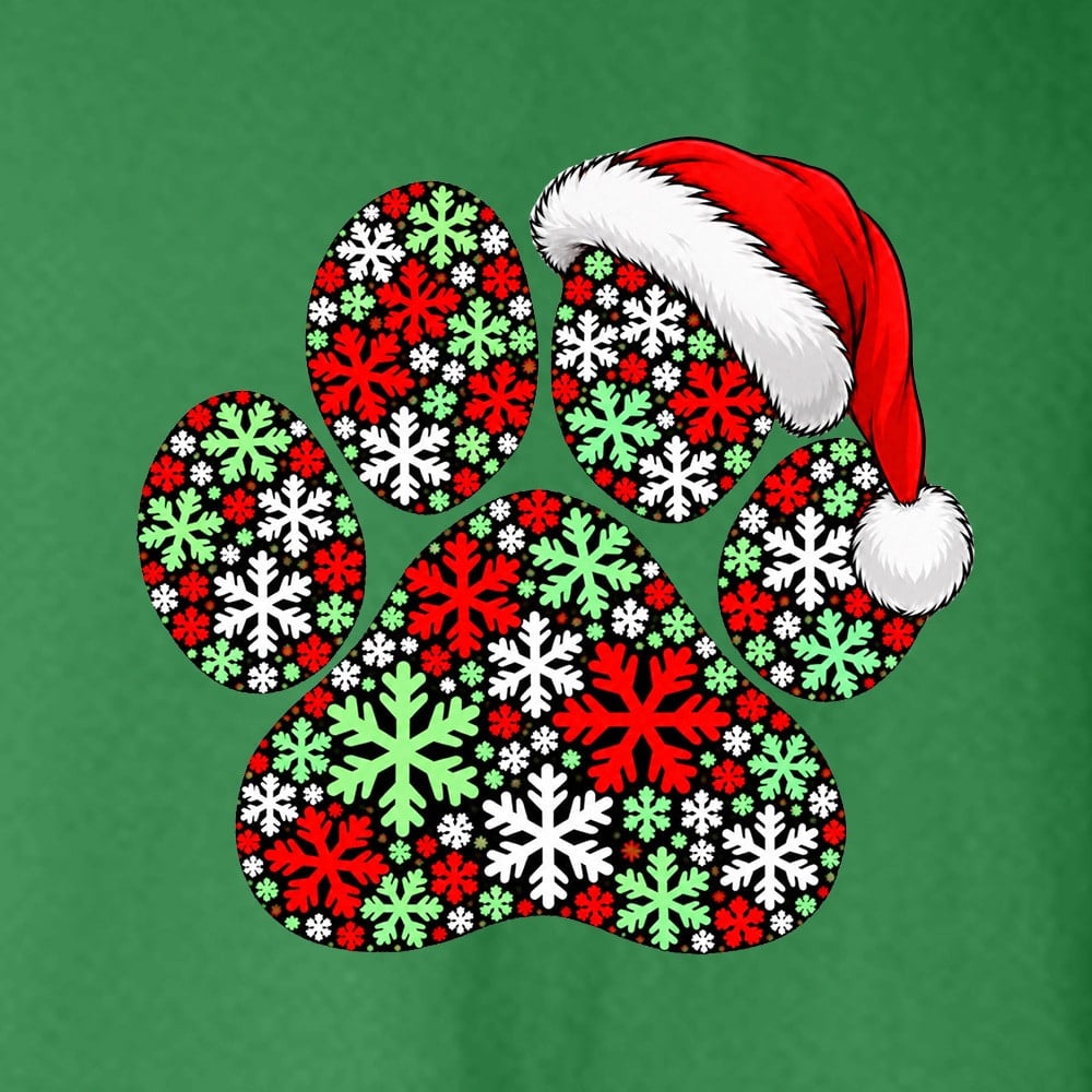 Snowflake Christmas Paw Standard Tee Green - Image 2