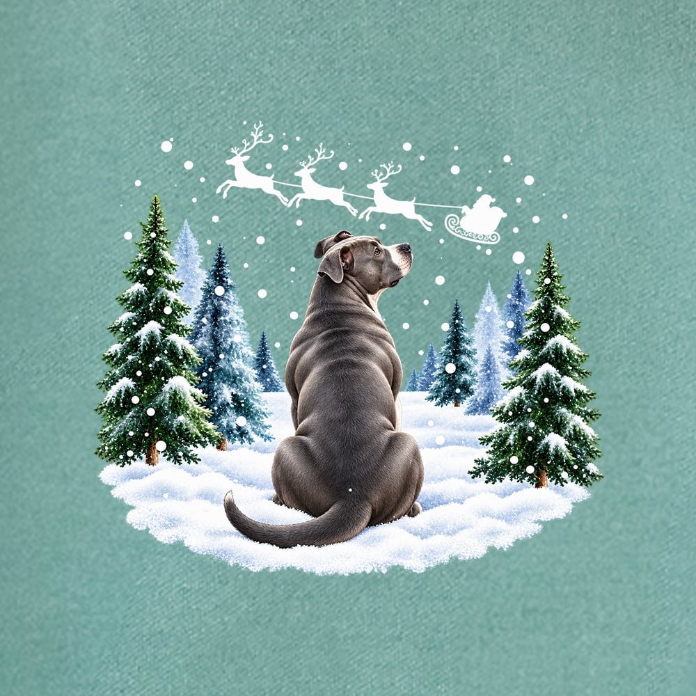 Comfort Colors Waiting For Santa Pit Bull Premium Sweatshirt - Light Green - Image 2