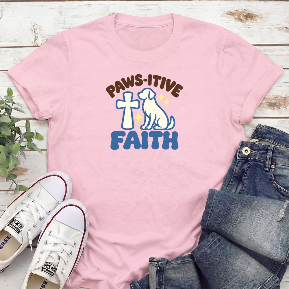 Paws-itive Faith Dog Standard Tee Light Pink