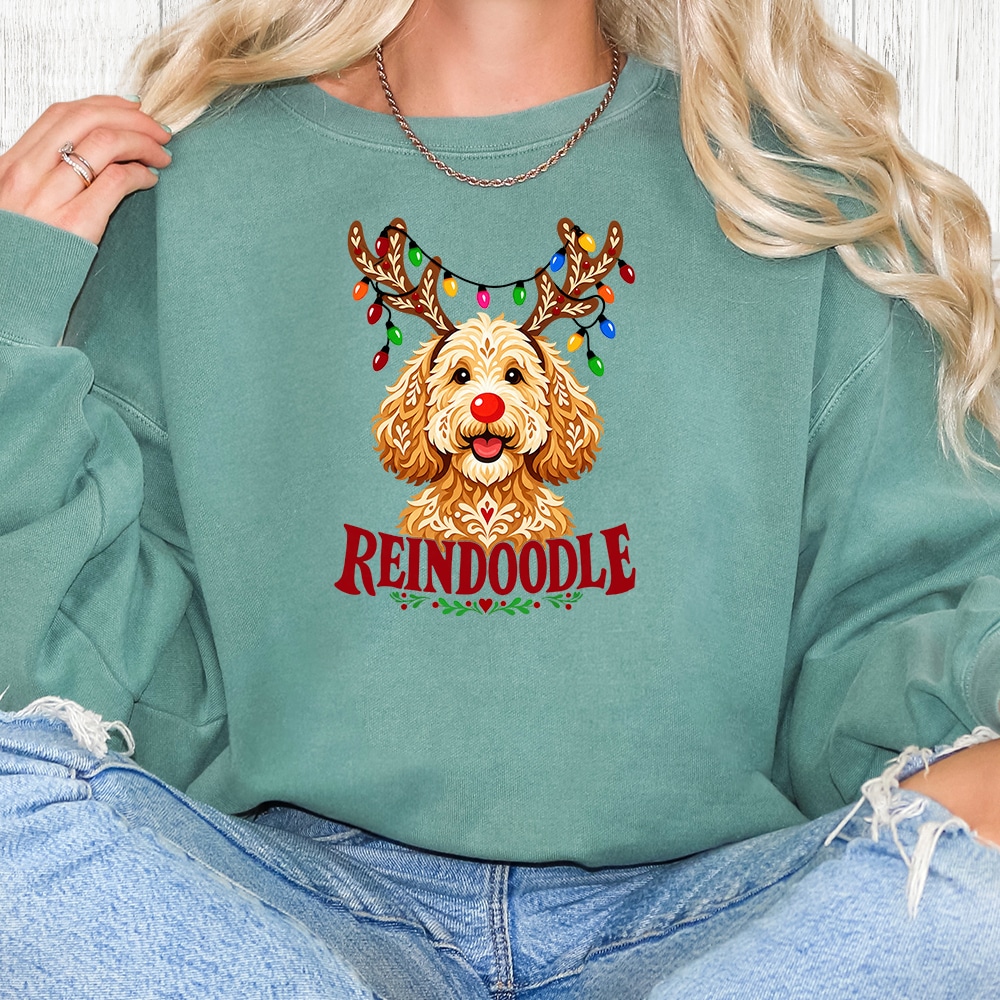 Comfort Colors Reindoodle Premium Sweatshirt - Light Green