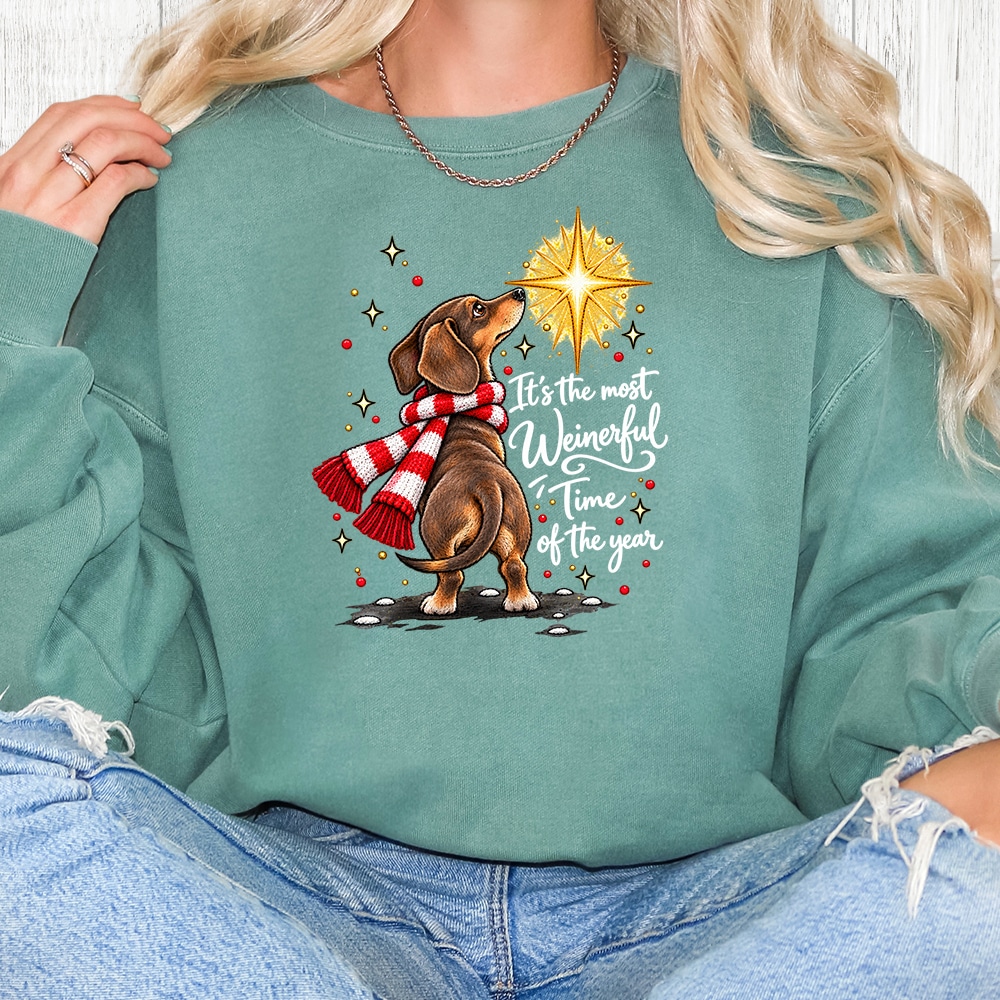 Comfort Colors It’s The Most Weinerful Time Of The Year Premium Sweatshirt - Light Green