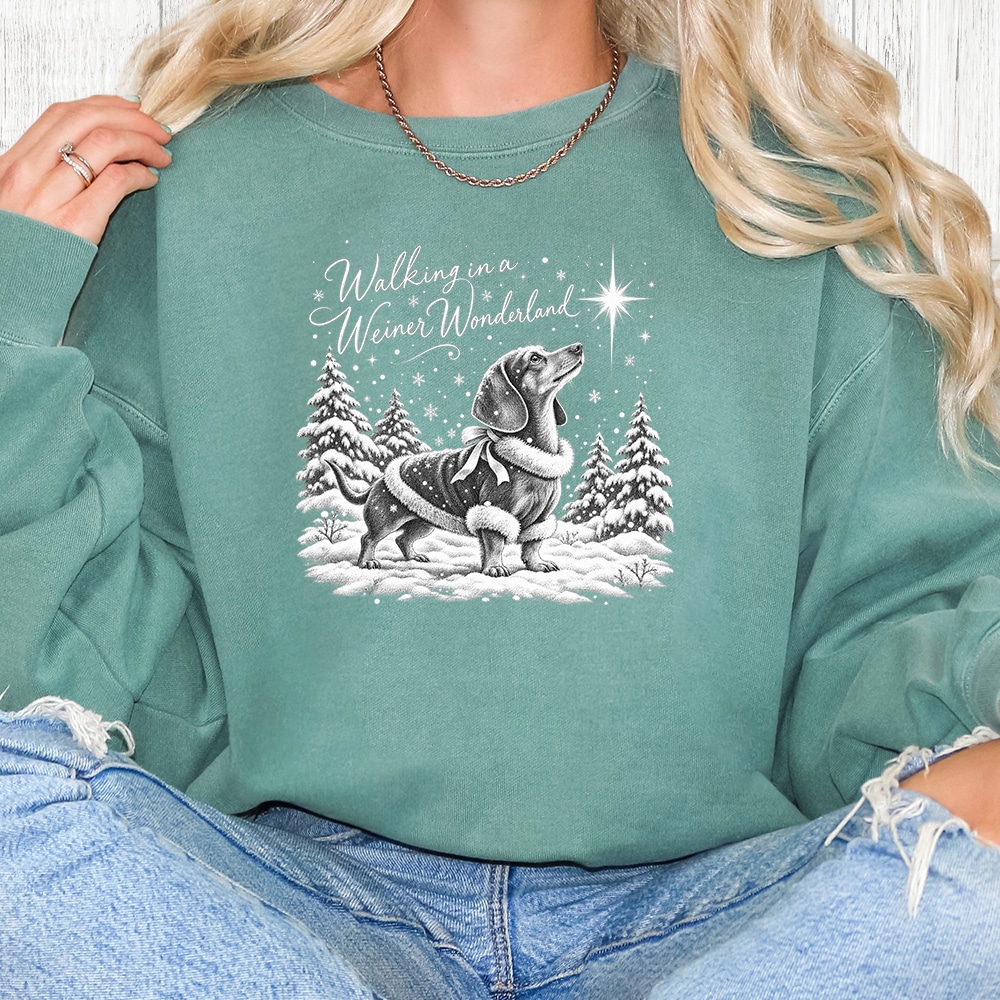 Comfort Colors Walking In A Weiner Wonderland Premium Sweatshirt - Light Green