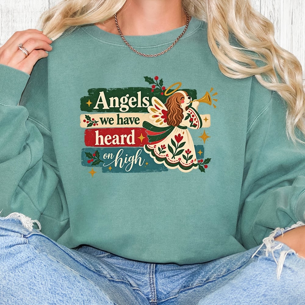 Comfort Colors Angels We Have Heard On High Premium  Sweatshirt - Light Green