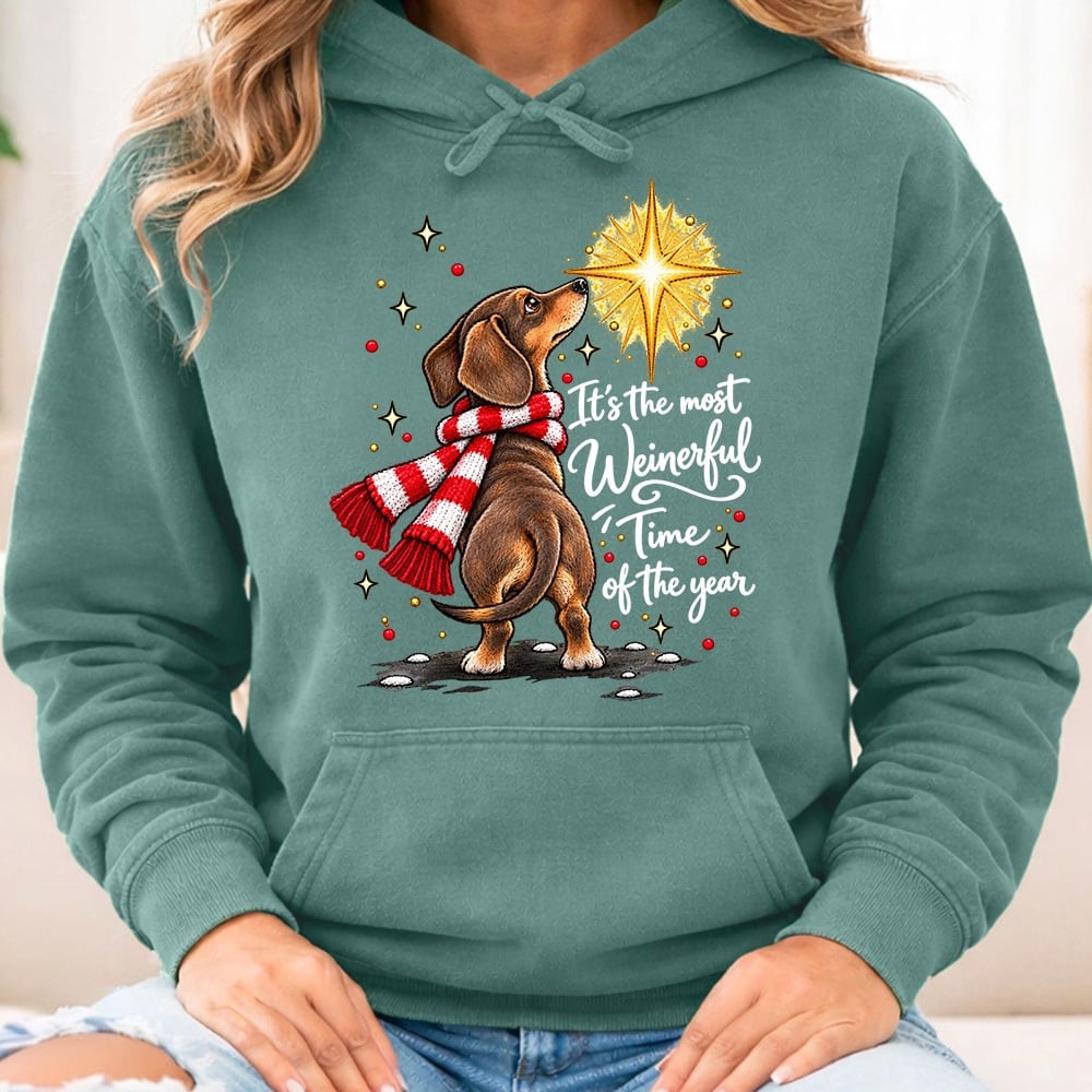 Comfort Colors It’s The Most Weinerful Time Of The Year Premium Hoodie Light Green