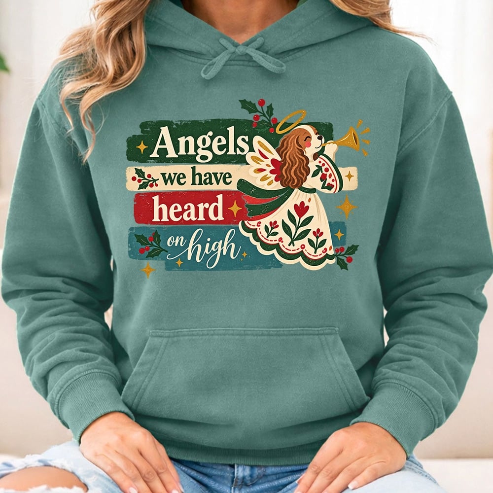 Comfort Colors Angels We Have Heard On High Premium Hoodie Light Green