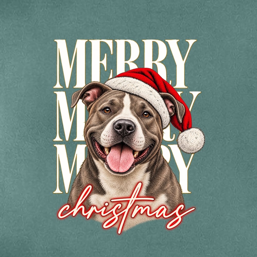 Comfort Colors Merry Merry Merry Christmas Pit Bull Premium Hoodie Light Green - Image 2