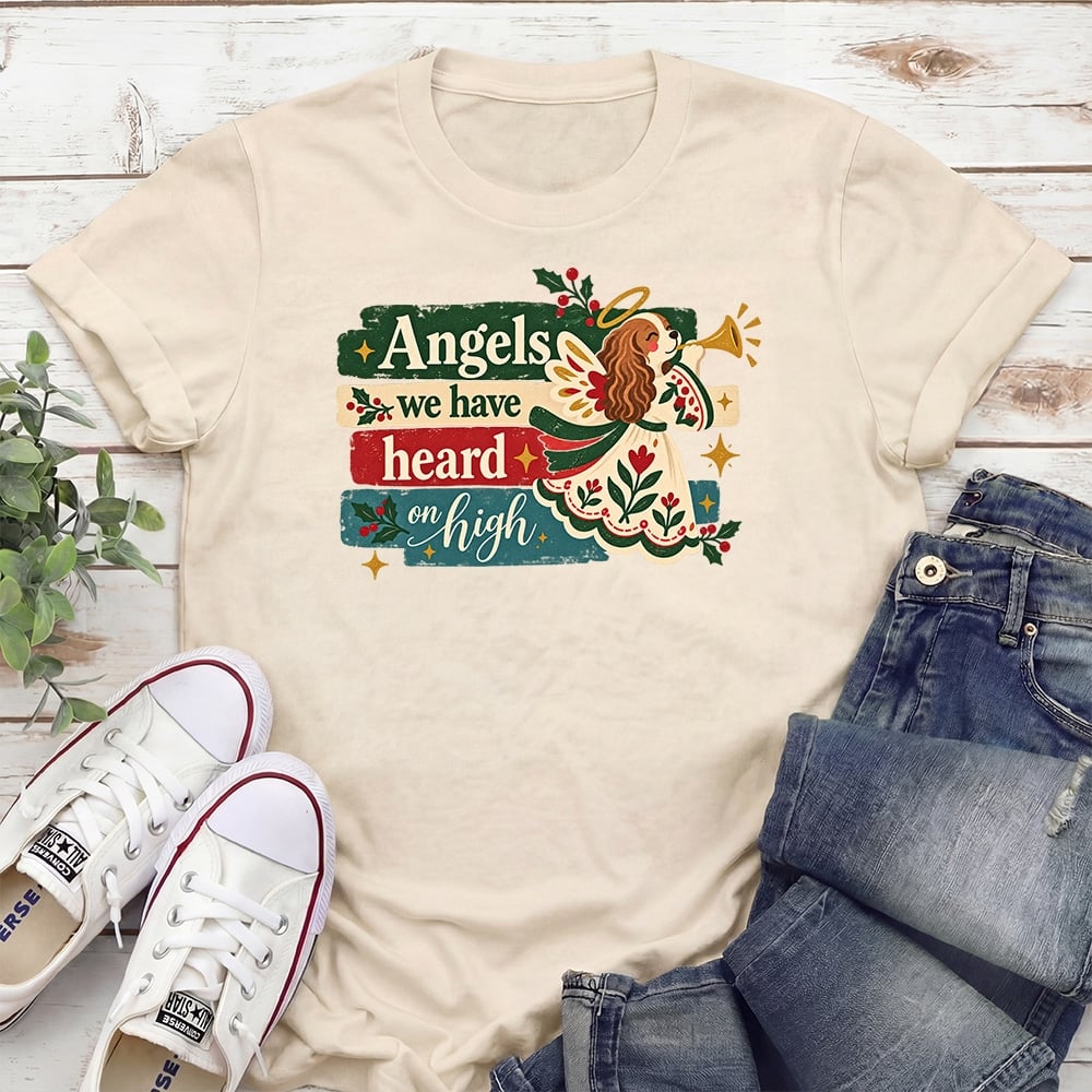 Angels We Have Heard On High Standard Tee Tan
