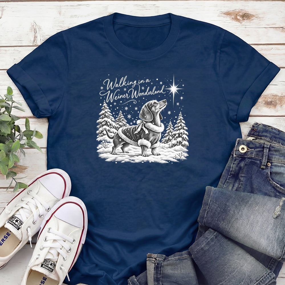 Walking In A Weiner Wonderland Standard Tee Navy