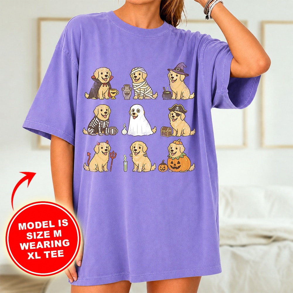 Comfort Colors Boo Crew Spooky Squad Vintage Washed Nightshirt Tee - Violet