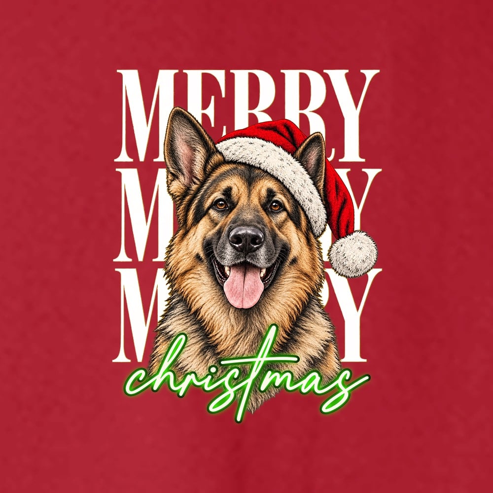 Merry Merry Merry Christmas Shepherd Sweatshirt Red - Image 2