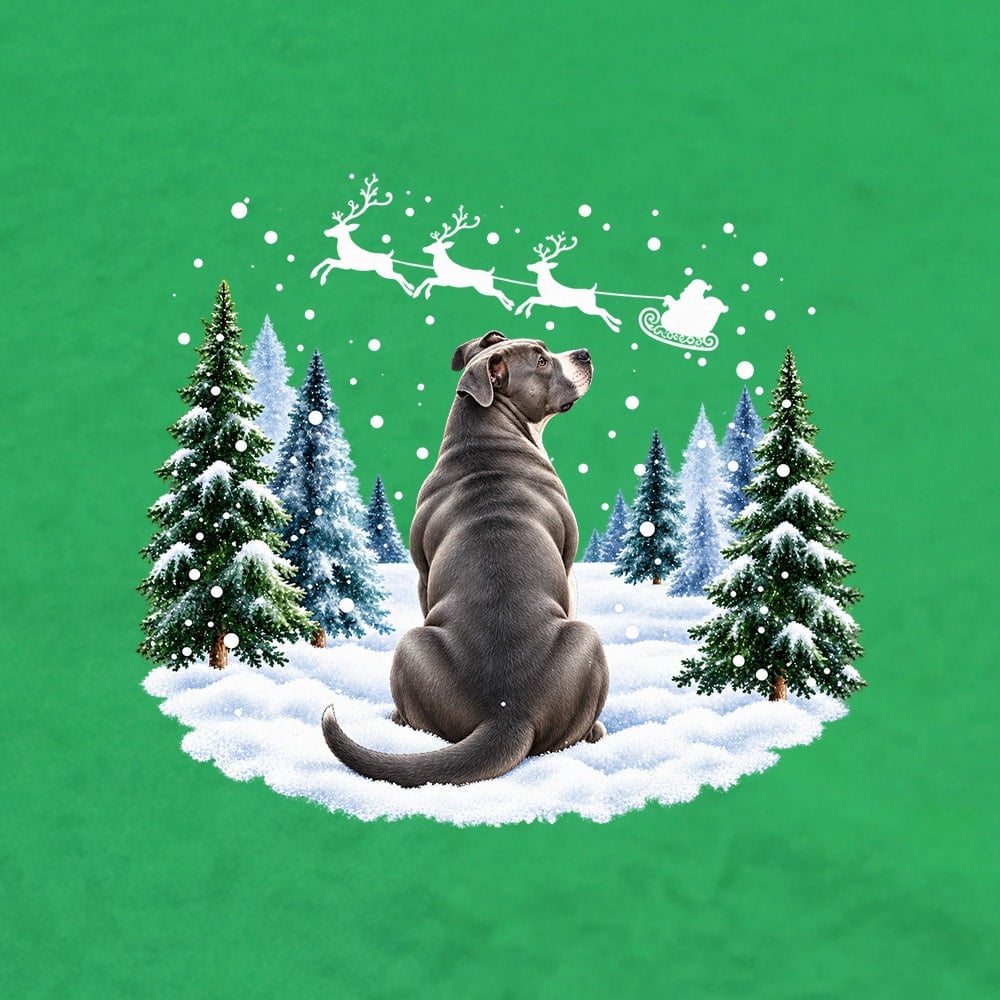 Waiting For Santa Pit Bull Standard Tee Green - Image 2