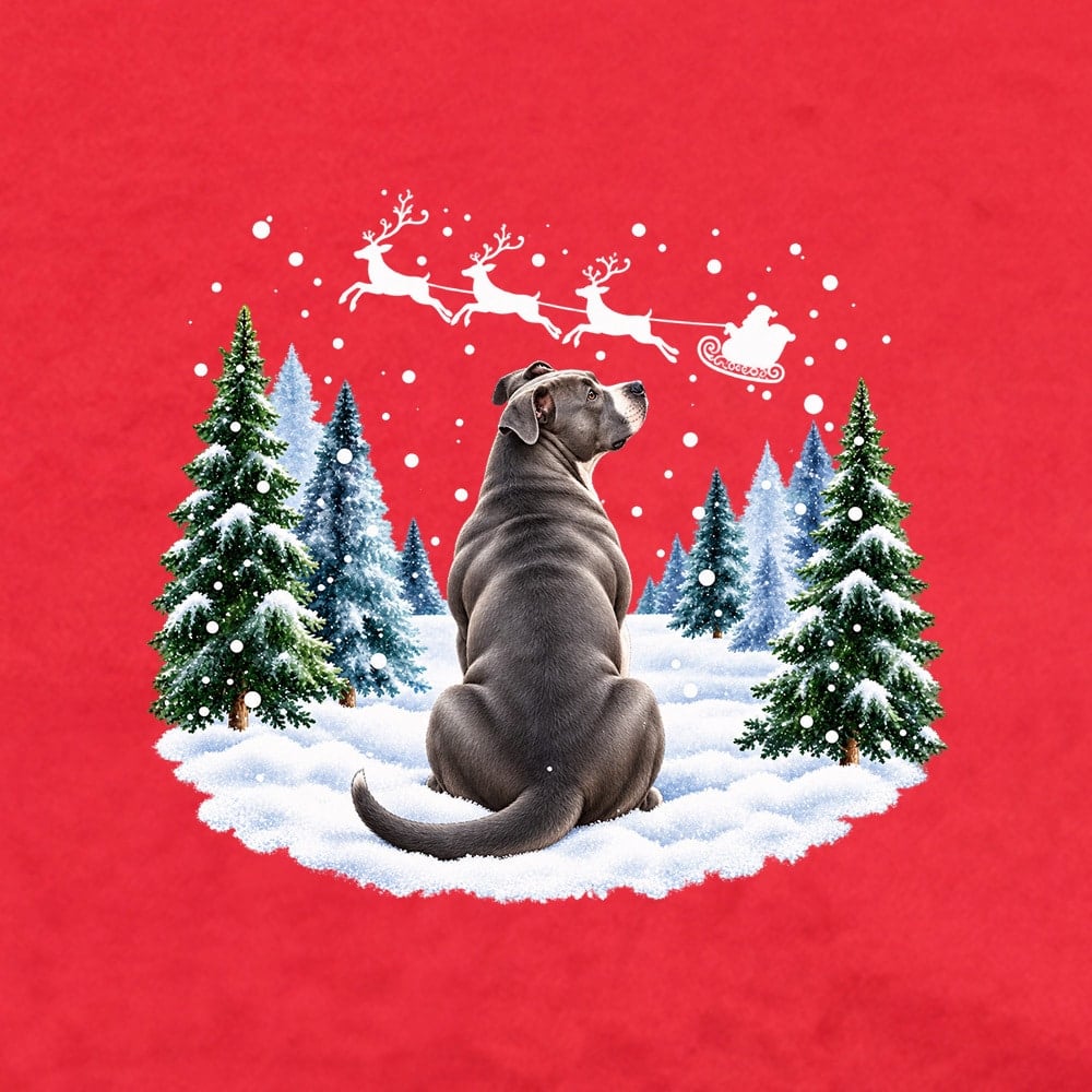 Waiting For Santa Pit Bull Standard Tee Red - Image 2