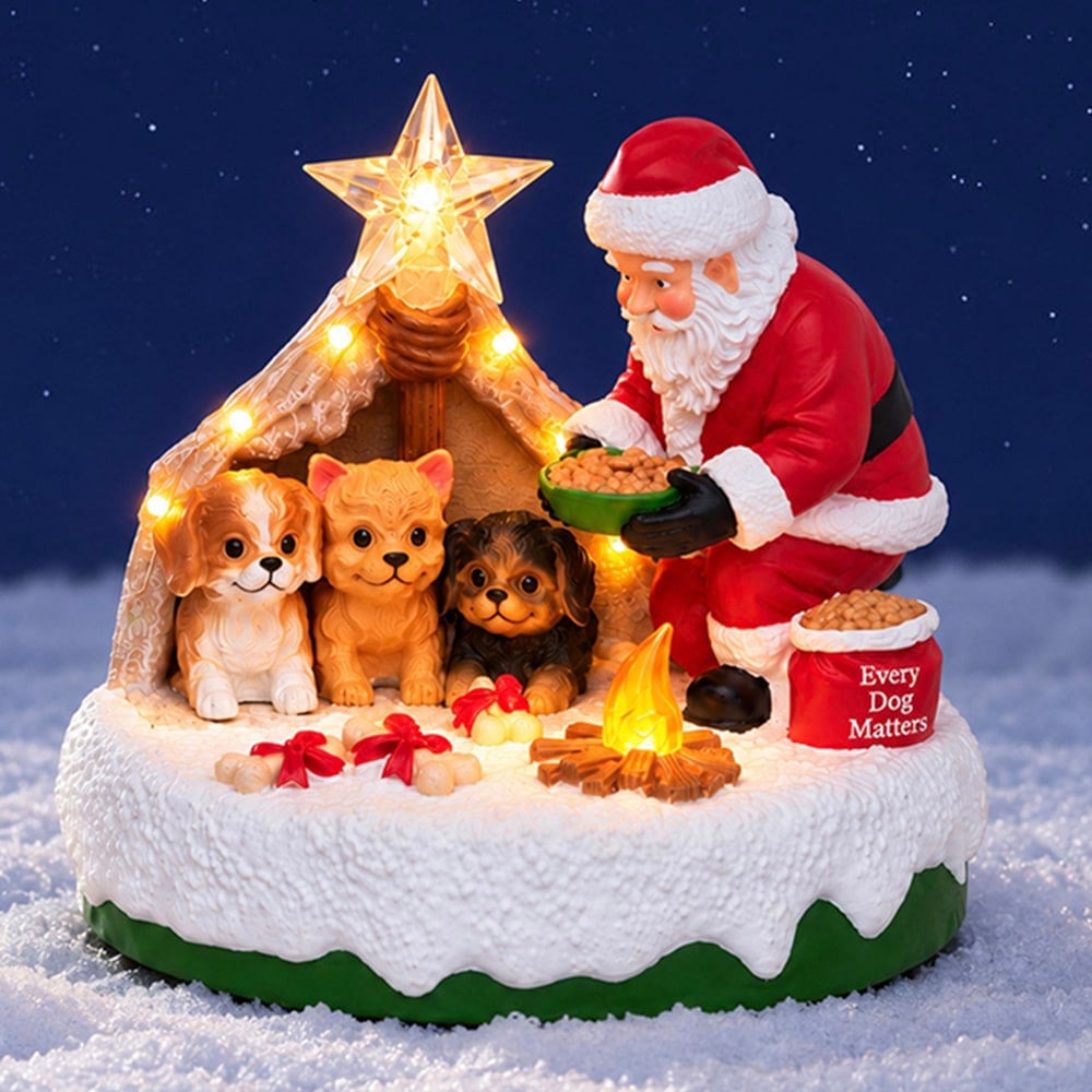 Santa's Christmas Wish * Every Dog Matters  – Hand Crafted , Lighted Holiday Decor
