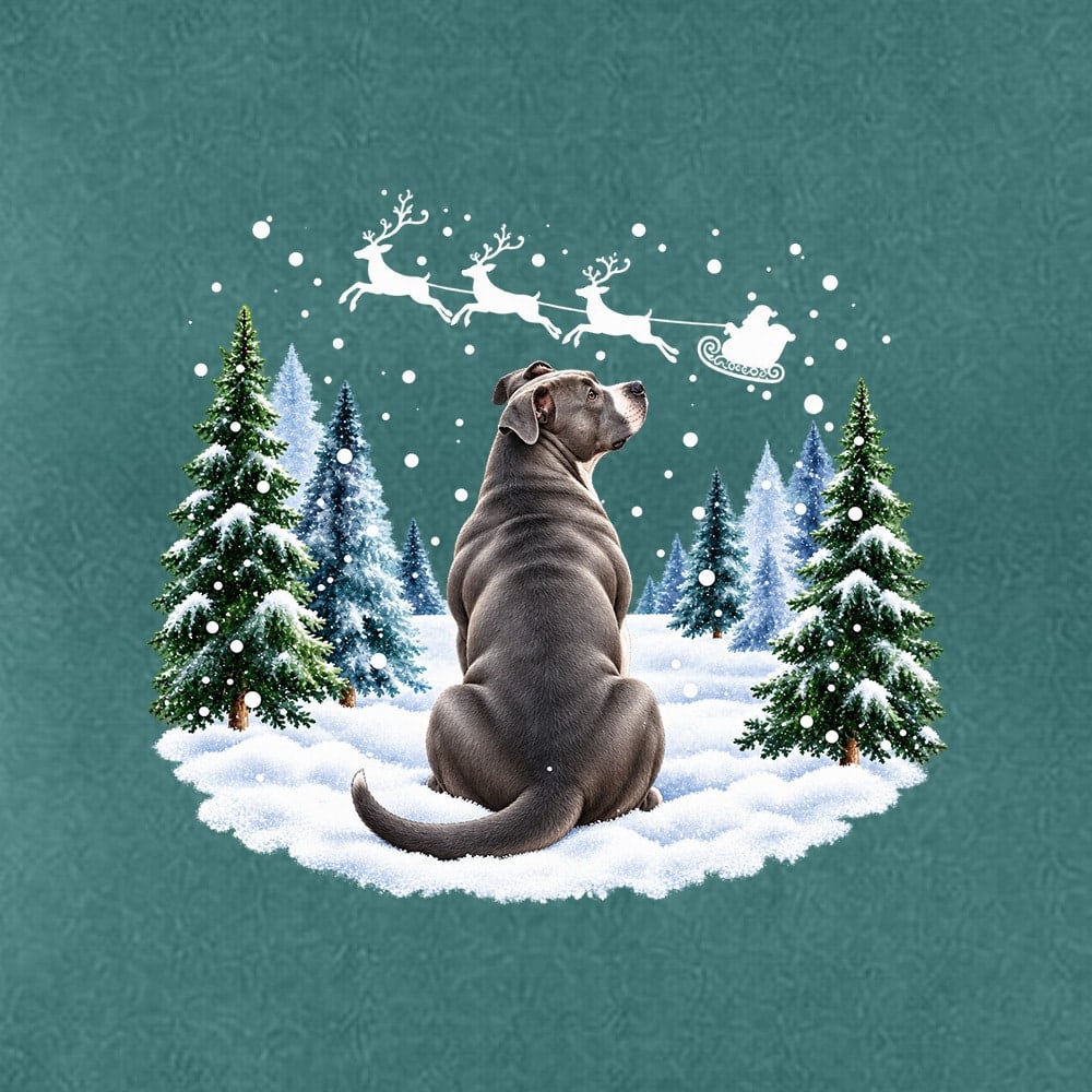 Comfort Colors Waiting For Santa Pit Bull Premium Hoodie Blue Spruce - Image 2
