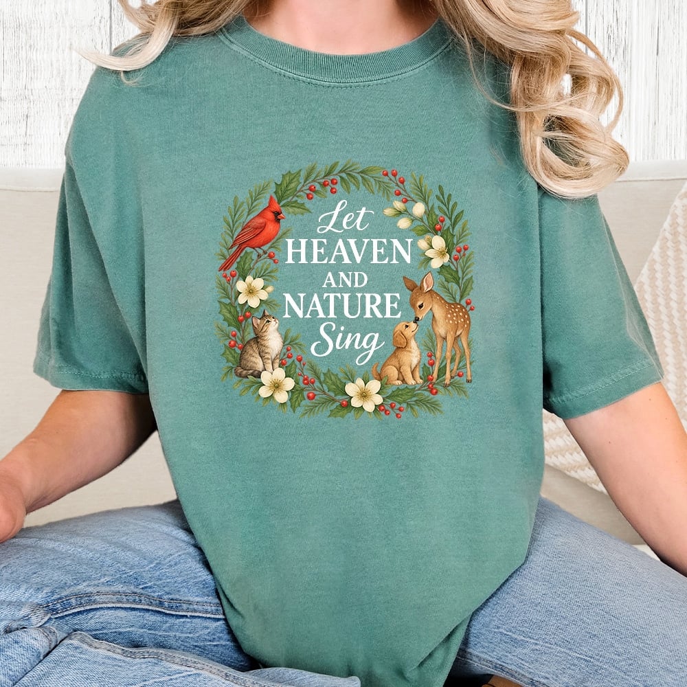Comfort Colors Let Heaven And Nature Sing Vintage Washed Tee - Seafoam