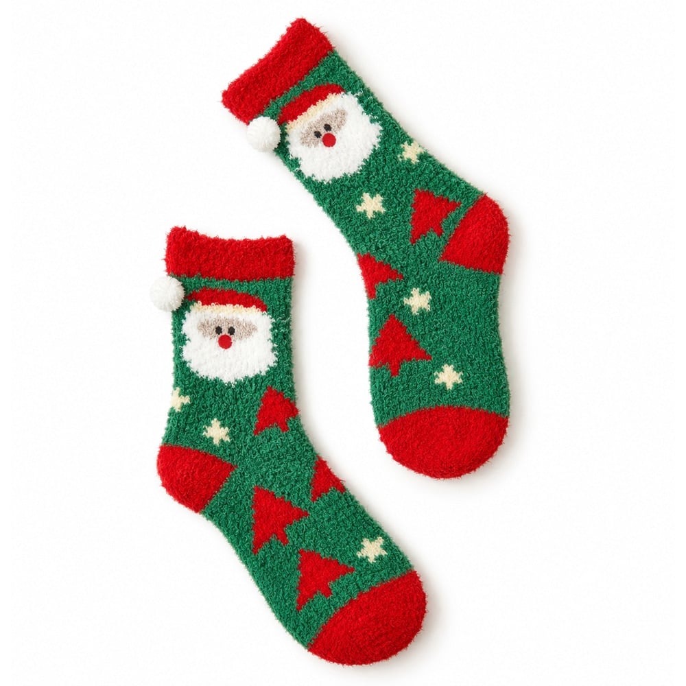 Christmas Santa Socks - Red and Green