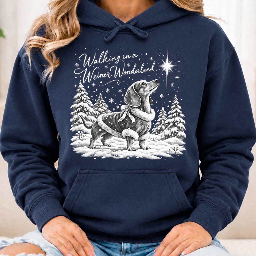 Comfort Colors Walking In A Weiner Wonderland Premium Hoodie Navy