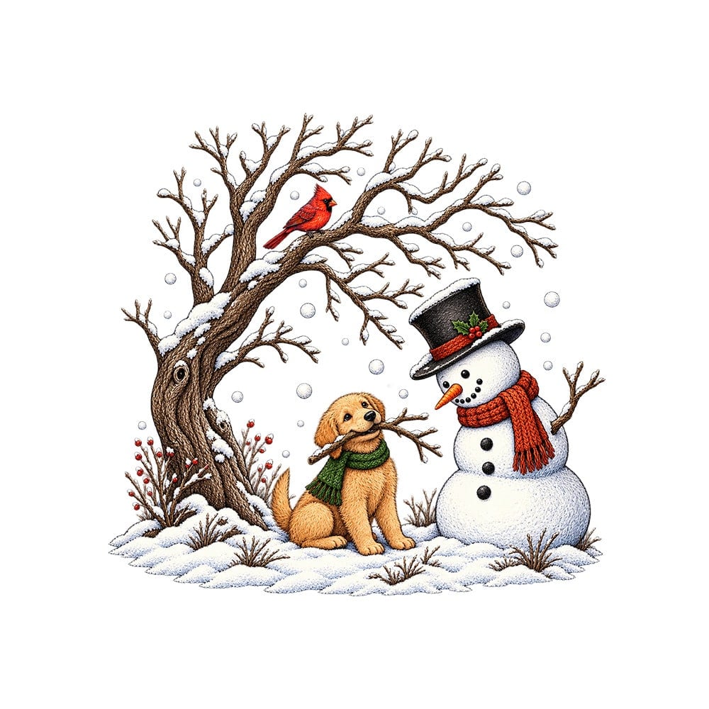 Snowman With Puppy Standard Tee White - Image 2