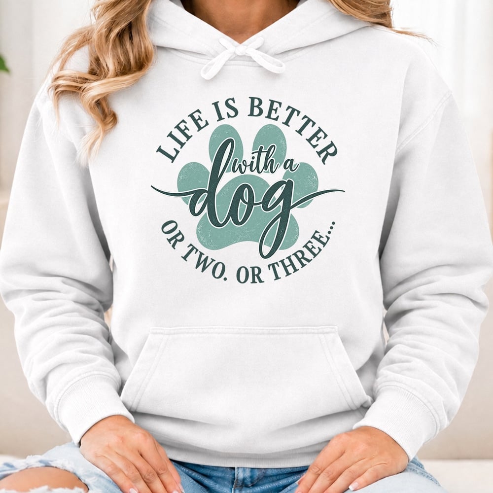 Comfort Colors Life Is Better With A Dog. Or Two. Or Three. Premium Hoodie White