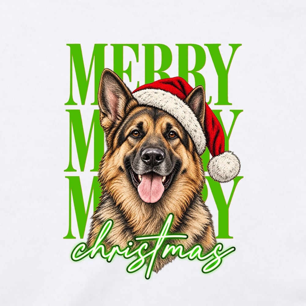 Merry Merry Merry Christmas Shepherd Standard Tee White - Image 2