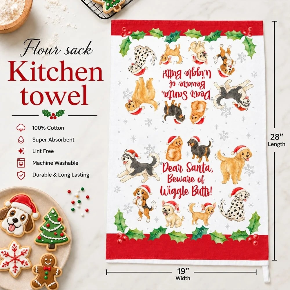 Crazy Dog Lady Deal! Puppy Christmas Tree with Lights, Wiggle Butts Towel and Holiday Squares Tote - Image 18