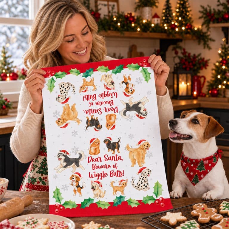 Crazy Dog Lady Deal! Puppy Christmas Tree with Lights, Wiggle Butts Towel and Holiday Squares Tote - Image 17