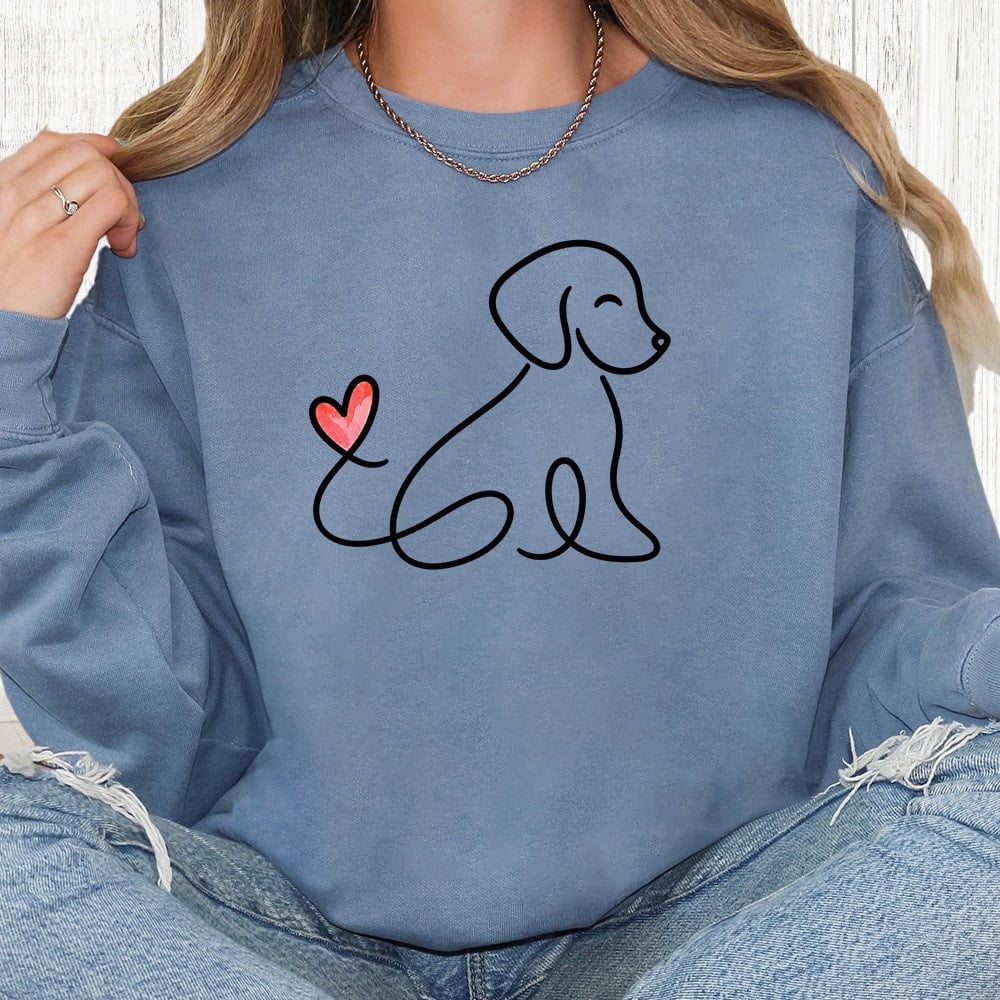 Comfort Colors Heart Tail Pup Premium Sweatshirt - Blue Jean