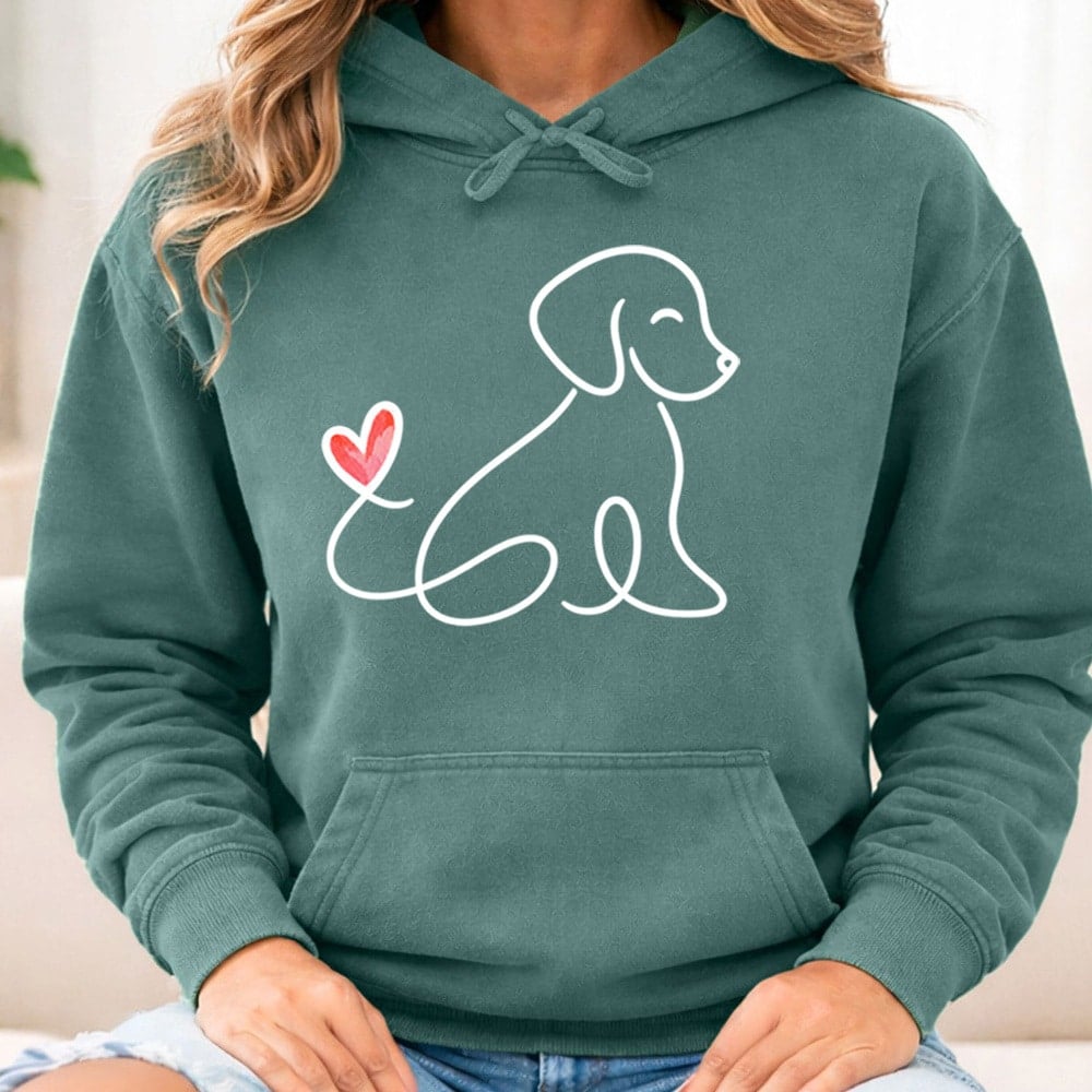 Comfort Colors Heart Tail Pup Premium Hoodie Light Green