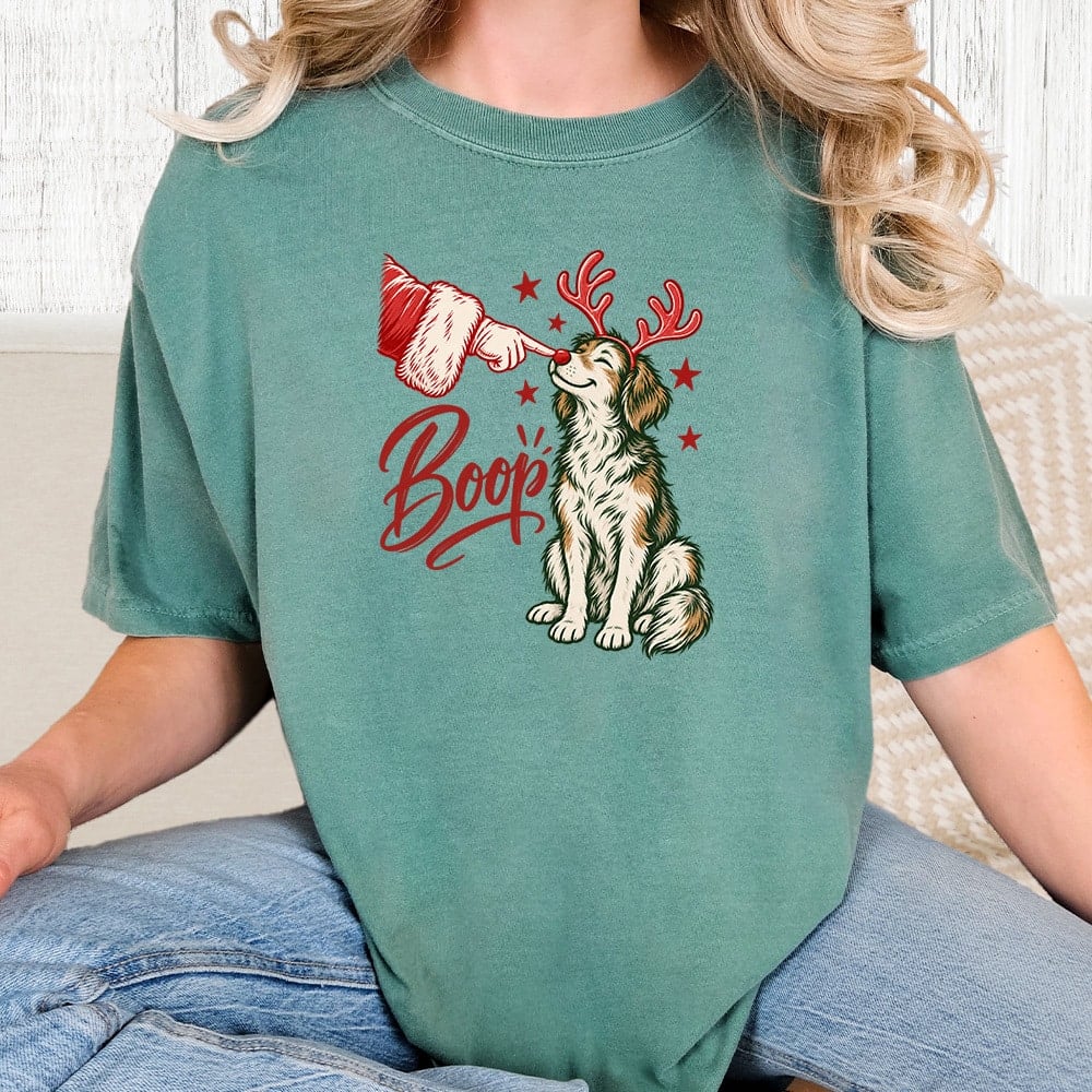 Comfort Colors Santa Boop Vintage Washed Tee - Seafoam