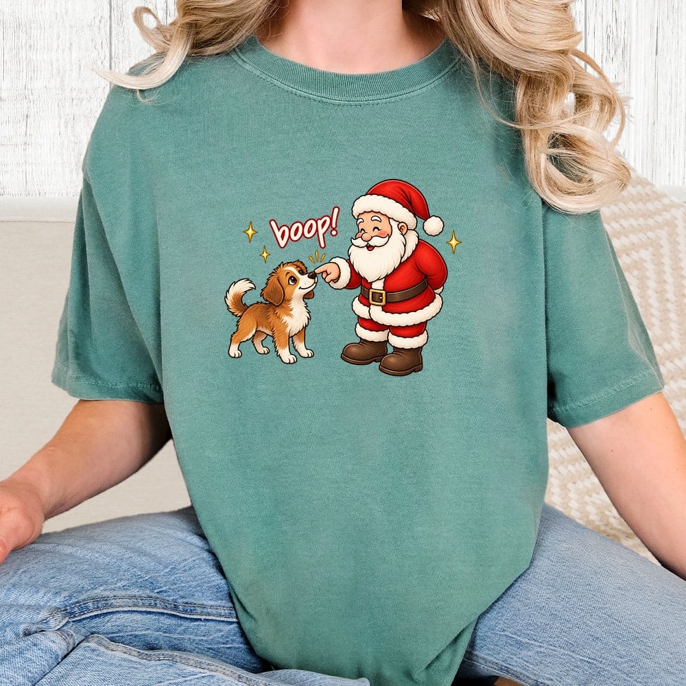 Comfort Colors Santa Snoot Boop Vintage Washed Tee - Seafoam