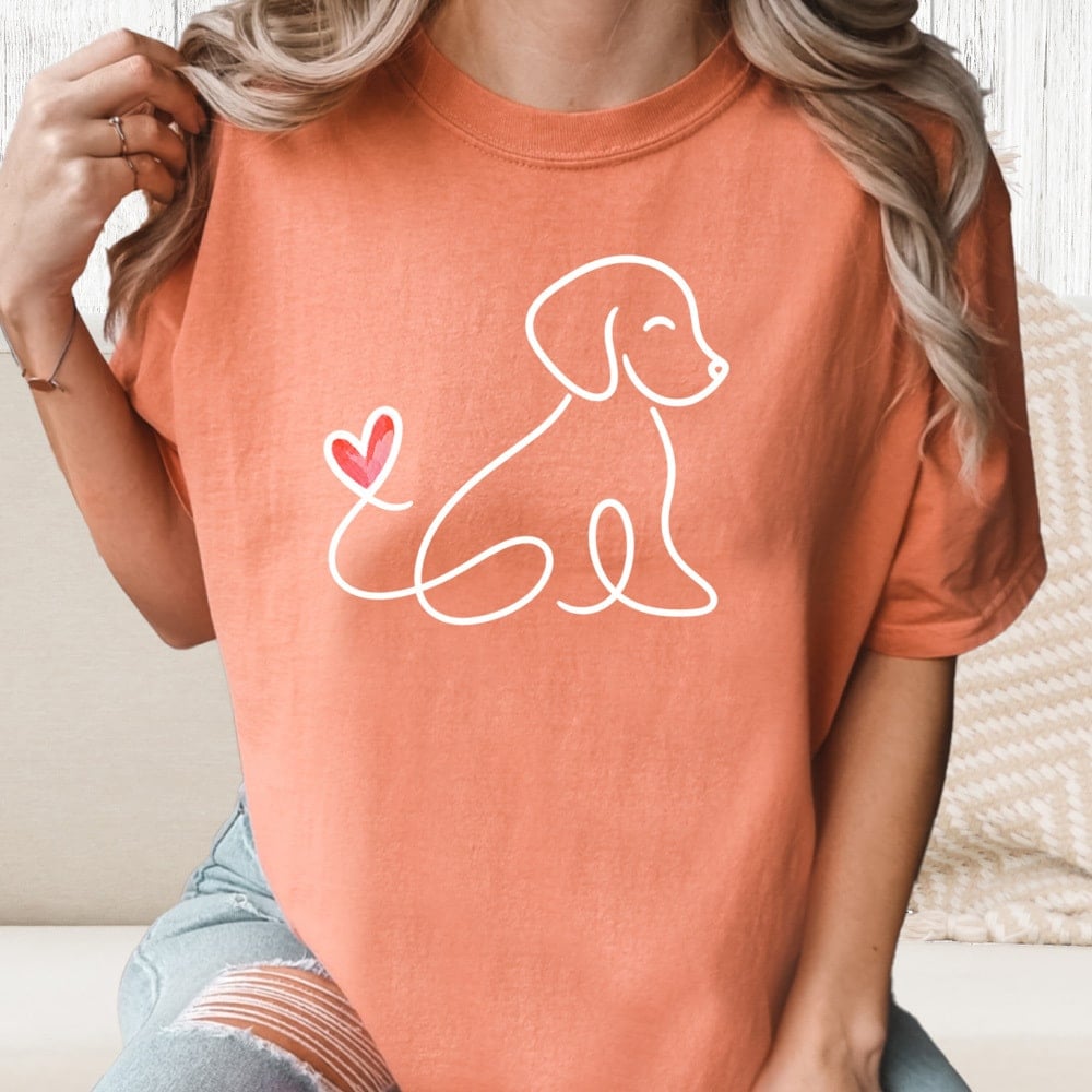 Comfort Colors Heart Tail Pup Vintage Washed Tee - Terracotta