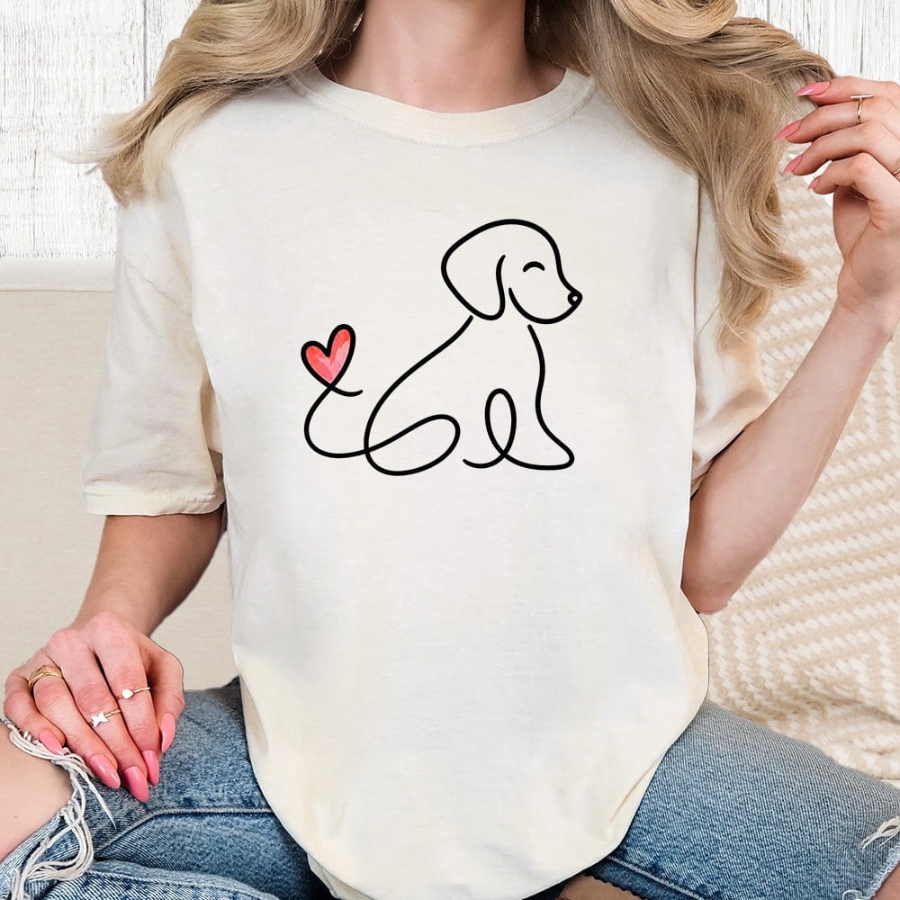 Comfort Colors Heart Tail Pup Vintage Washed Tee - Ivory