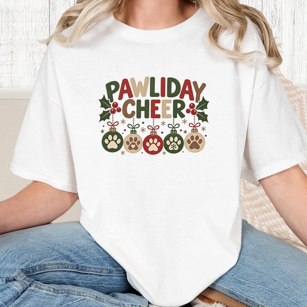 Comfort Colors Pawliday Cheer Vintage Washed Tee - White
