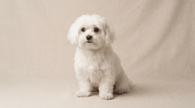 White Maltese dog, a gentle toy breed that gets along well with cats
