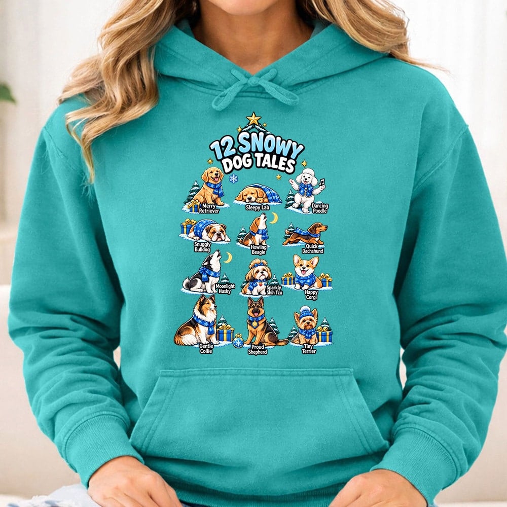 Comfort Colors 12 Cats Of Christmas Premium Hoodie Seafoam