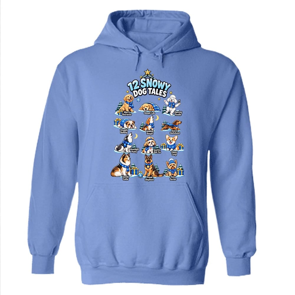 12 Snowy Dog Tales Hoodie Blue